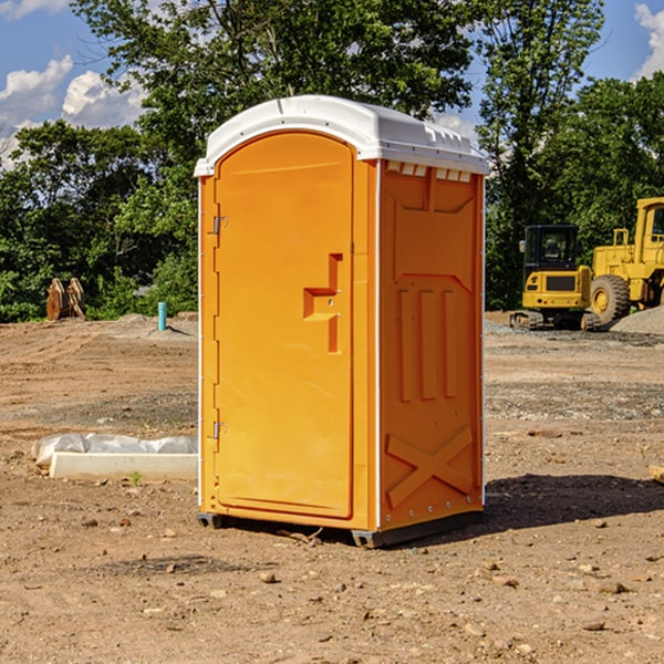 how often are the portable restrooms cleaned and serviced during a rental period in Buck Creek